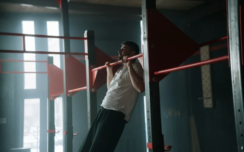 Four types of home pull up bars side by side: doorway bar, wall-mounted bar, power tower, and ceiling-mounted bar in a garage gym