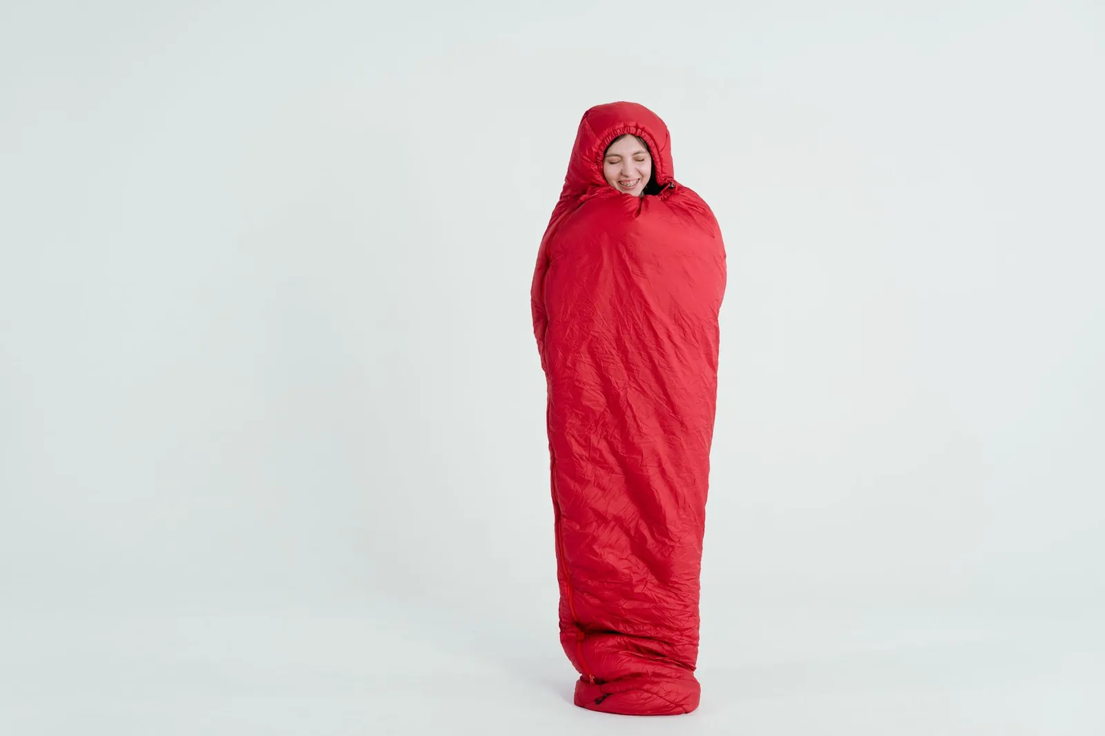 Thermal manikin test setup showing how sleeping bag temperature ratings are measured in a lab